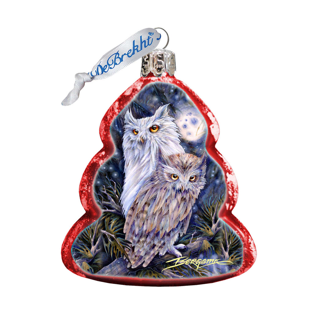 Night Watch Owls Mercury Glass Ornament by J. Bergsma - Wildlife Holiday Decor - 7783902-JB