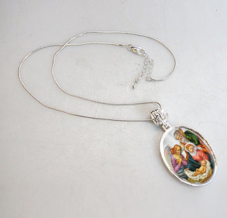 The Holy Family Silver Plated Mother of Pearl Necklace - 43020