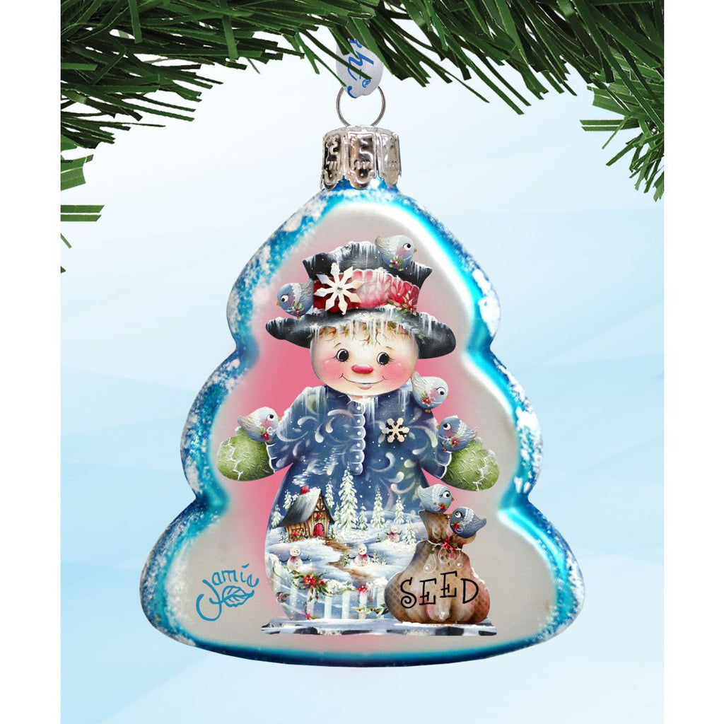Holiday Snowman Mercury Glass Ornaments by Jamie Mills-Price - Christmas Decor - 770140S3-MP