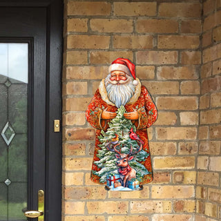 Santa with Forest Friends Holiday Door Decor by G. Debrekht - Christmas Santa Snowman Decor - 8691409H