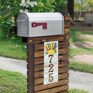 Address Sign - House Numbers for Housewarming - Sunrise Wooden Plaque - Custom Home Sign - MA989821B