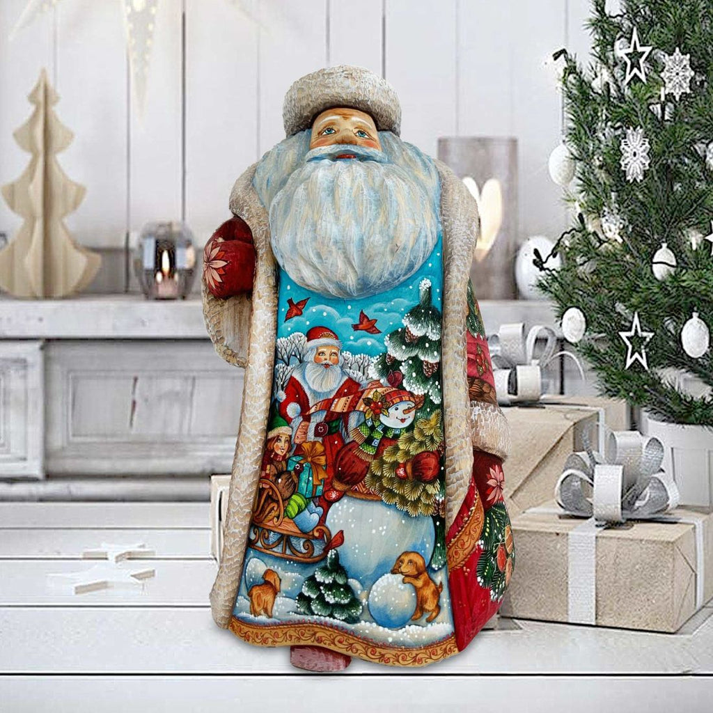 First Snow's Play Day Santa Hand-Painted WOODCARVED Masterpiece by G. DeBrekht - Christmas Decor - 241141