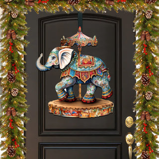 Carousel Elephant Holiday Door Decor by G. Debrekht - Christmas Decor - 8611029-2H