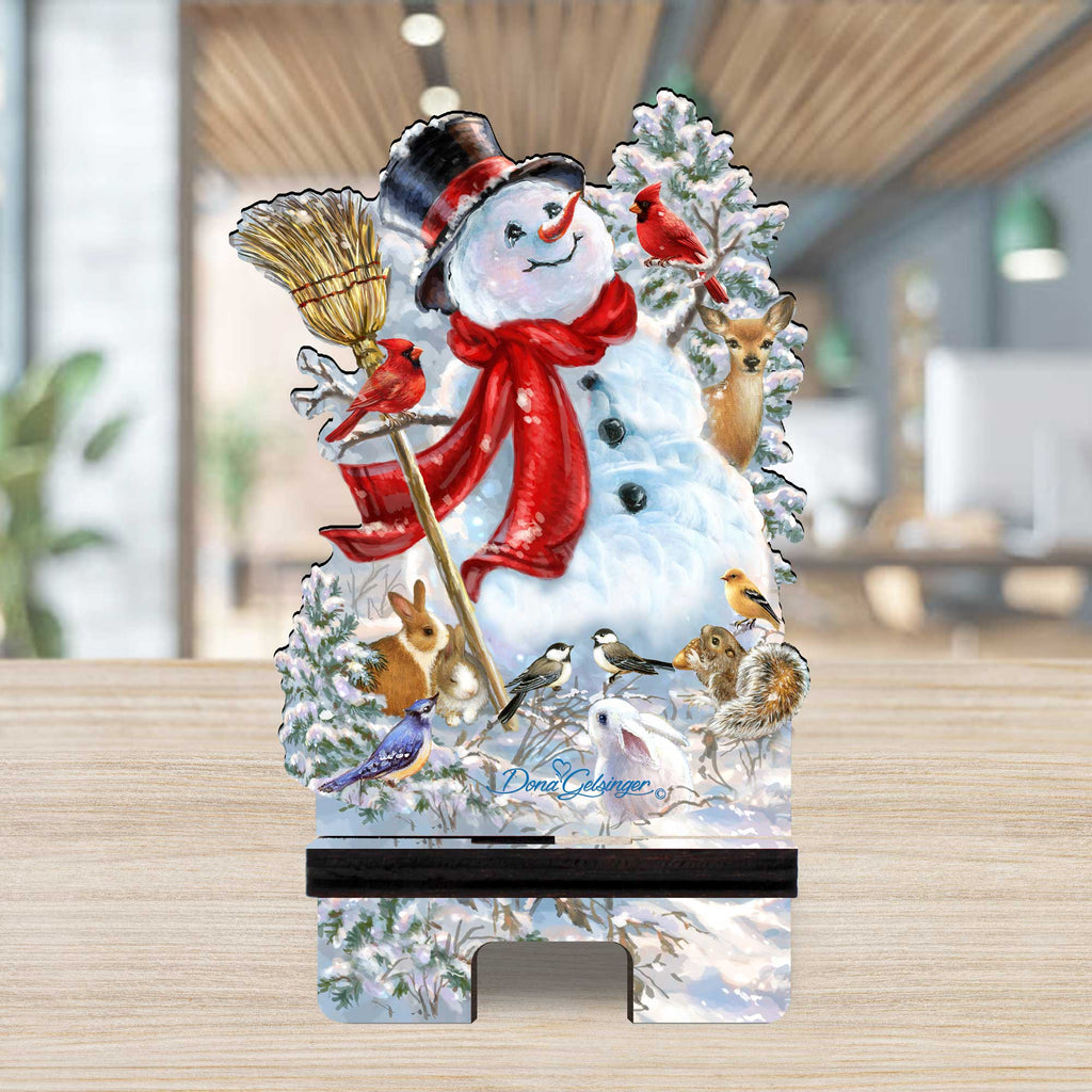 Old-Fashioned Christmas Cell Phone Stand Christmas Decor Wood Mobile Tablet Holder Charging Station Organizer - 892090C-DG