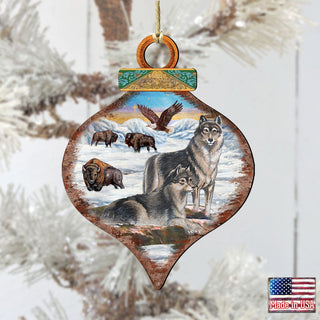 Wolves Drop Wooden Ornaments by G. DeBrekht - Wildlife Holiday Decor - 8035219