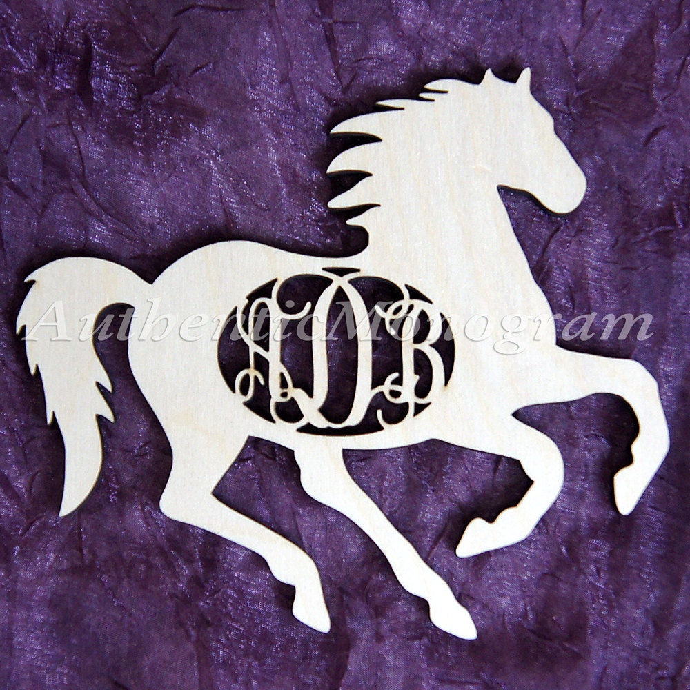 Wooden Horse Silhouette 3 Letter Unpainted Personalized Monogram for Home Decor, Christmas Gift, Birthday Gift, Cowgirl Gift, Cowboy gift