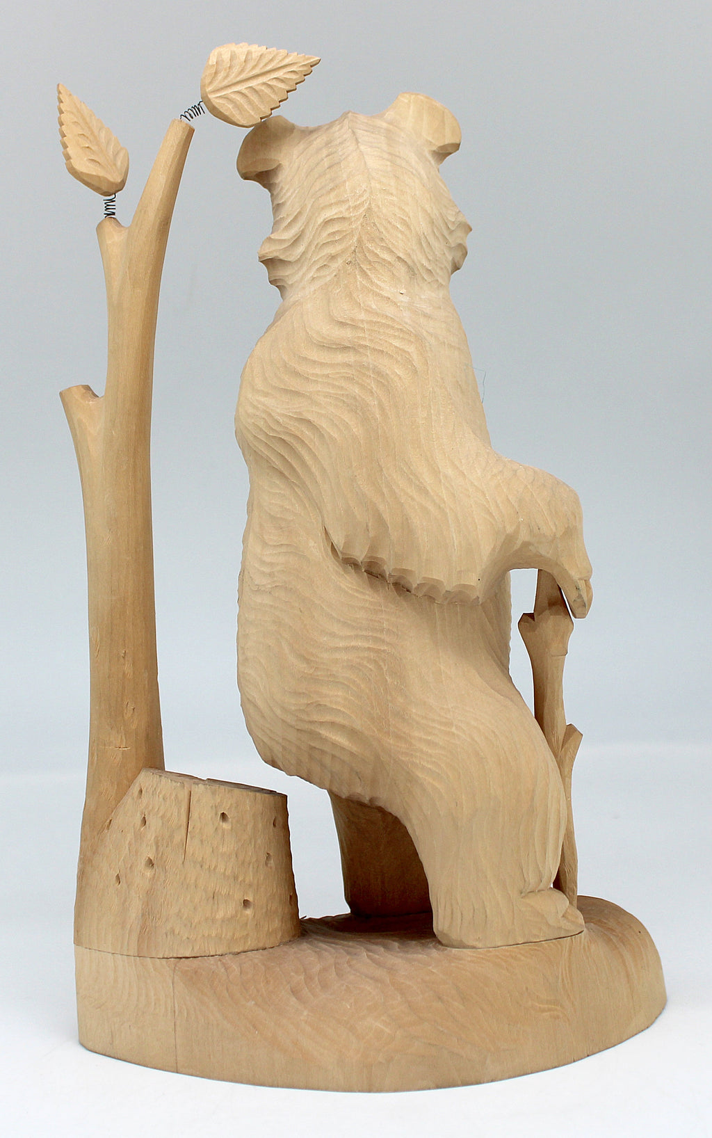 One-of-a-Kind Bear and a Tree Wood Carved Figurine 9.5