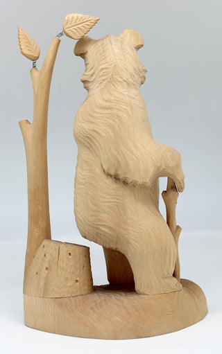 One-of-a-Kind Bear and a Tree Wood Carved Figurine 9.5