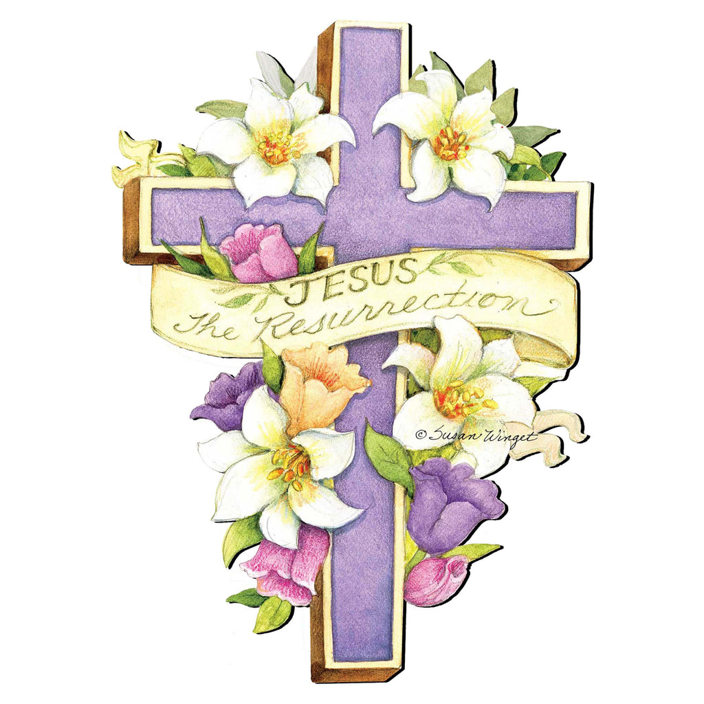 Easter Cross- He is Risen Outdoor Scene by Susan Winget - Easter Spring Decor - 8471303F-SW