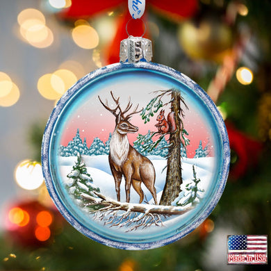 Reindeer Glass Ornament by G. DeBrekht - Wildlife Holiday Decor - 73421