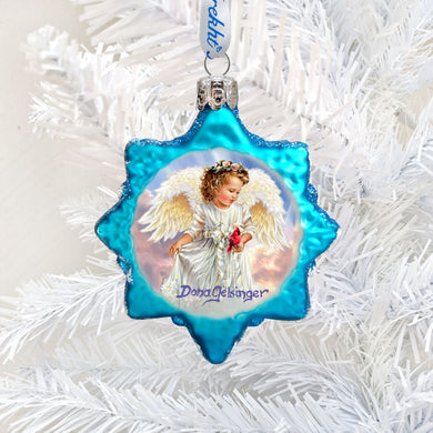 Angel with Cardinal Mercury Glass Ornament by D. Gelsinger - Nativity Holiday Decor - 778115-DG