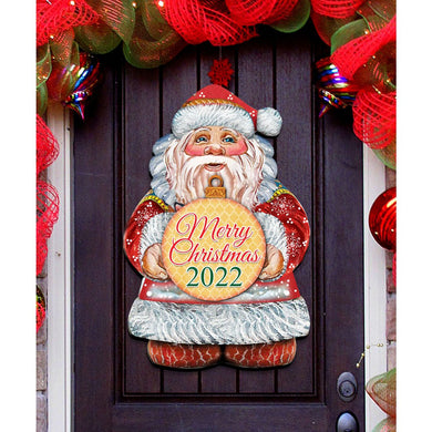 Dated Merry Christmas Santa Hanger (Current Year) by G. DeBrekht - Christmas Santa Snowman Decor - 8117810H-MC-D
