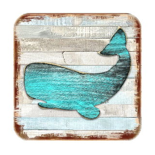 Humpback Whale Coastal Wooden Cork Coasters Gift Set of 4 by Nature Wonders - Coastal Sea-Life Decor - 8198516-2-9C-S4
