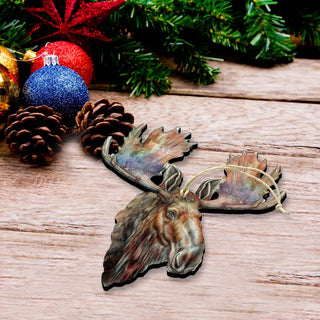 Mighty Moose Of Alaska Wooden Ornaments by G.Debrekht - Wildlife Holiday Decor - 8710108-2