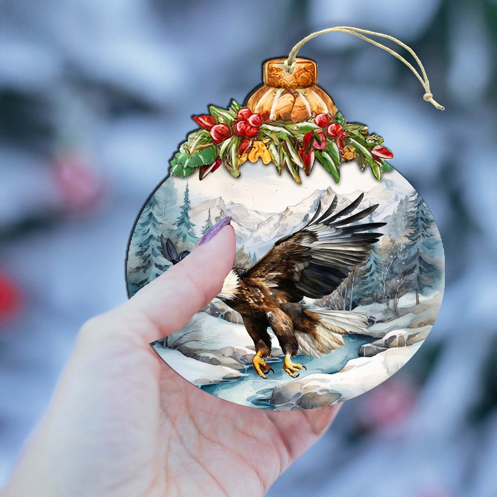 Alaskan Graceful Eagle Wooden Ornaments by G.Debrekht - Wildlife Holiday Decor - 870030