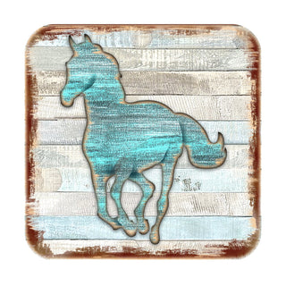 Horse Wooden Cork Coasters Gift Set of 4 by Nature Wonders - 8198157-9C