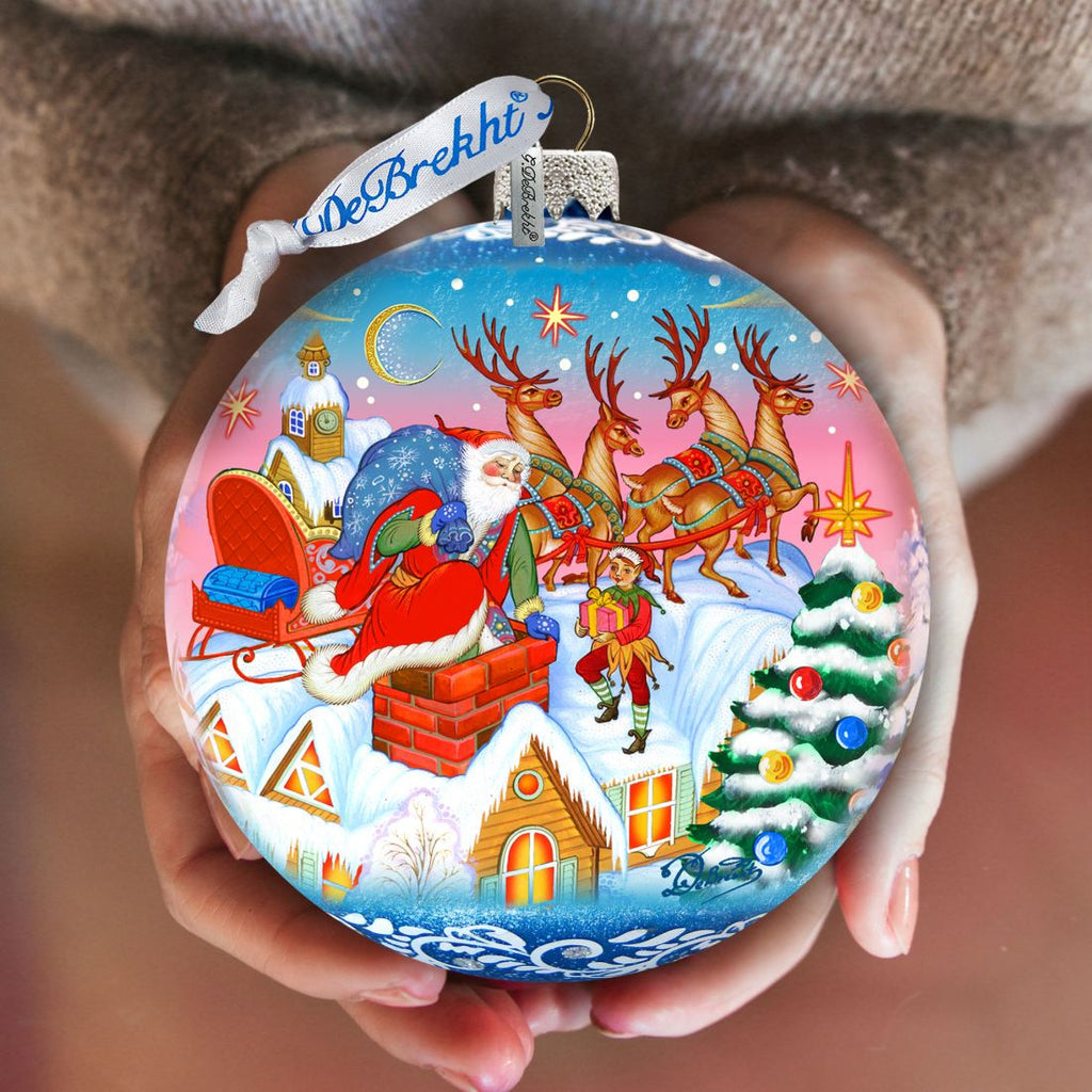 Special Delivery Ball Glass Ornament Limited Edition by G. DeBrekht - Christmas Santa Snowman Decor - 73845