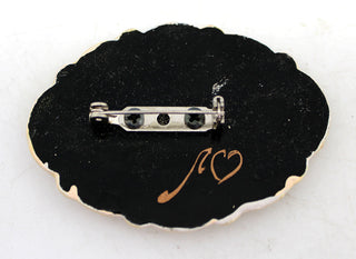 Handpainted Jewelry Lacquered Miniature Brooch Pin by G.DeBrekht Unique Handmade Gift Collectible and Home Decoration