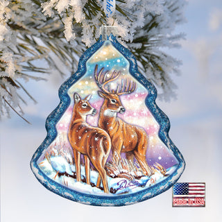 Deer Story Glass Ornament by G. DeBrekht - Wildlife Holiday Decor - 762-029
