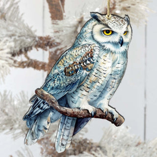 Alaskan Snowy Owl Wooden Ornaments by G.Debrekht - Wildlife Holiday Decor - 8710004-5