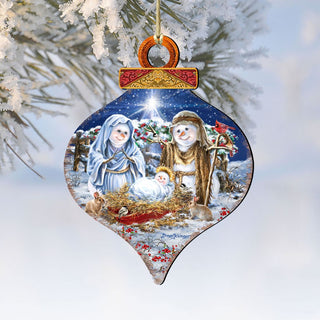 Snow Family Nativity Wooden Ornaments by Gelsinger - Christmas Santa Snowman Decor - 8031153-DG