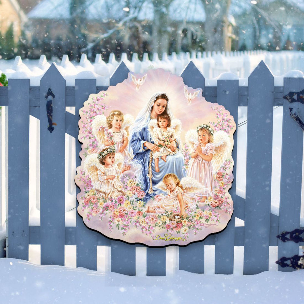 Gift of Love Angel Wreath Door Decor by D. Gelsinger - Nativity Holiday Decor - 8461031H-0108