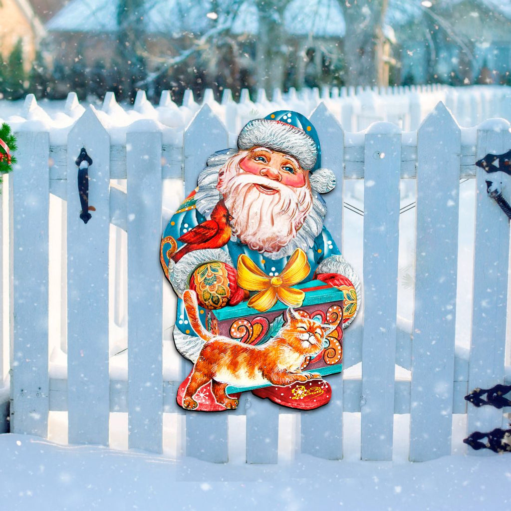 Kitty Santa Christmas Door Decor by G. DeBrekht - Christmas Santa Snowman Decor - 8119175H