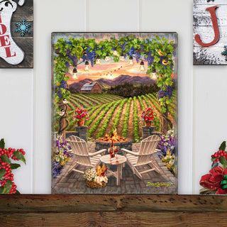 Wine at Sunset Block Wall Art by D. Gelsinger - Family Love Decor - 95684B-DG