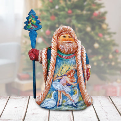 Swan Lake Scene Santa Handcrafted Christmas Figurine - G. DeBrekht - Christmas Santa Snowman Decor - 532328