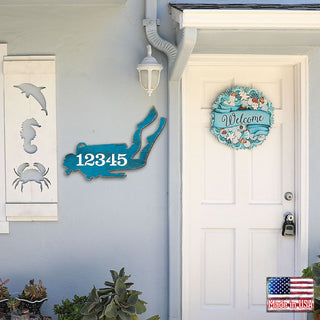 Scuba Diver Coastal Personalized House Number Sign by G. Debrekht - Coastal Sea-Life Decor - Handcrafted Wooden Handcrafted Wooden Handcrafted Wooden Address Sign - MA98446