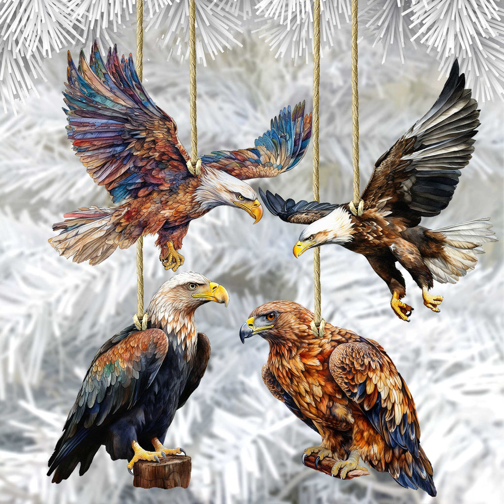 Alaskan Eagles Eco Wood Ornaments Set of 3 by G. Debrekht - Wildlife Holiday Decor - 8091321S4