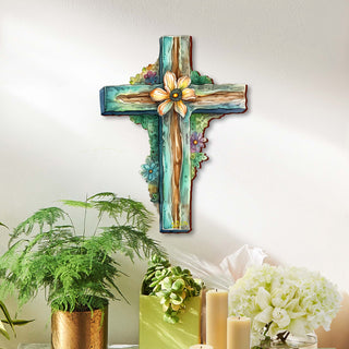 Teal Wooden Cross by G. Debrekht - Easter Spring Decor - 88164