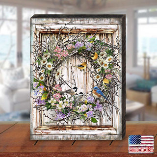 Spring Wreath Wooden Wall Art by D. Gelsinger - Easter Spring Decor - 95608B-1712