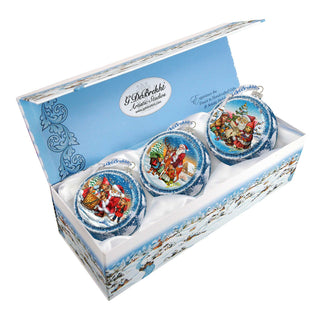 Christmas Glass Ornament Set of 3 by G. DeBrekht - Christmas Santa Snowman Decor - 73742-S3