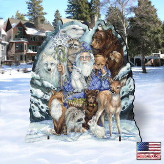 Gather in Peace Father Winter Animals Holiday Outdoor Yard Sign by J. Bergsma - Christmas Decor - 8591968F-JB