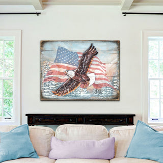 American Eagle Art Wooden Wall Art by Nature Wonders - American Patriotic Decor - 95221B