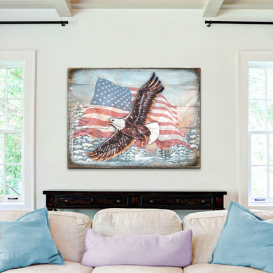 American Eagle Art Wooden Wall Art by Nature Wonders - American Patriotic Decor - 95221B