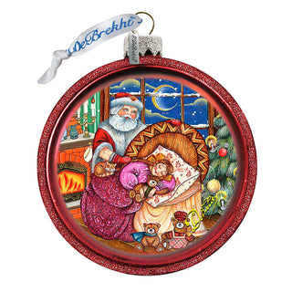 Christmas Night Glass Ornament by G. DeBrekht - Christmas Santa Snowman Decor - 73615C