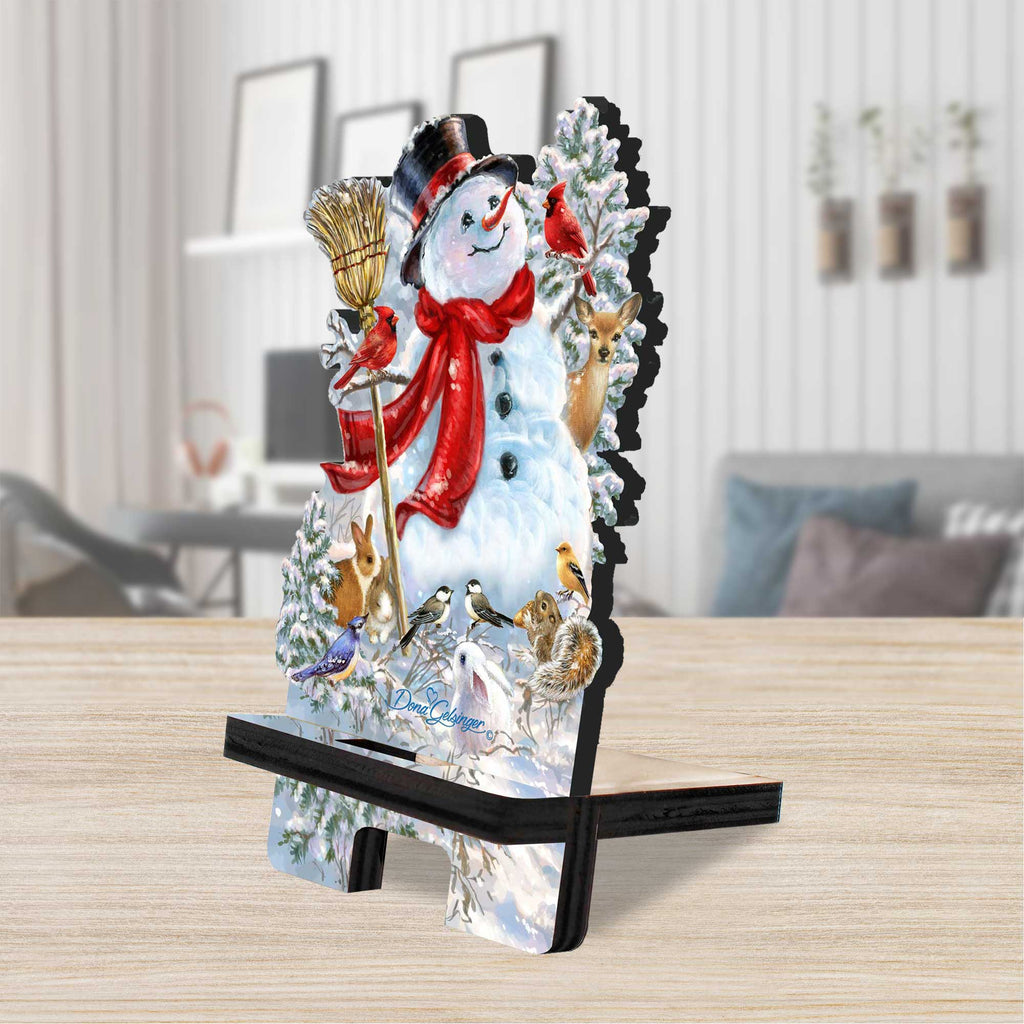 Old-Fashioned Christmas Cell Phone Stand Christmas Decor Wood Mobile Tablet Holder Charging Station Organizer - 892090C-DG