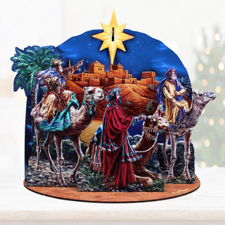 Three Kings Journey Decorative Village Eco Wood Set by D. Gelsinger - Nativity Holiday Decor - 852768