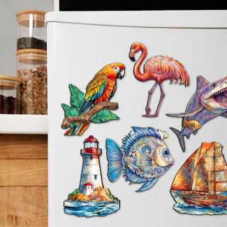 Ocean Crew Decorative Eco Wood Magnets Set of 6 by G. Debrekht - Coastal Decor - 8090065G-S6