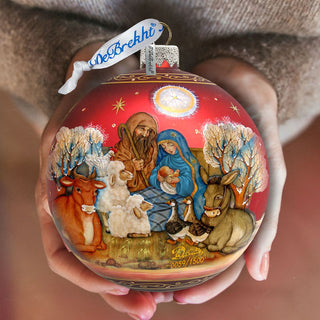 Story of Nativity Ball Glass Ornament Limited Edition by G. DeBrekht - Nativity Holiday Decor - 73853