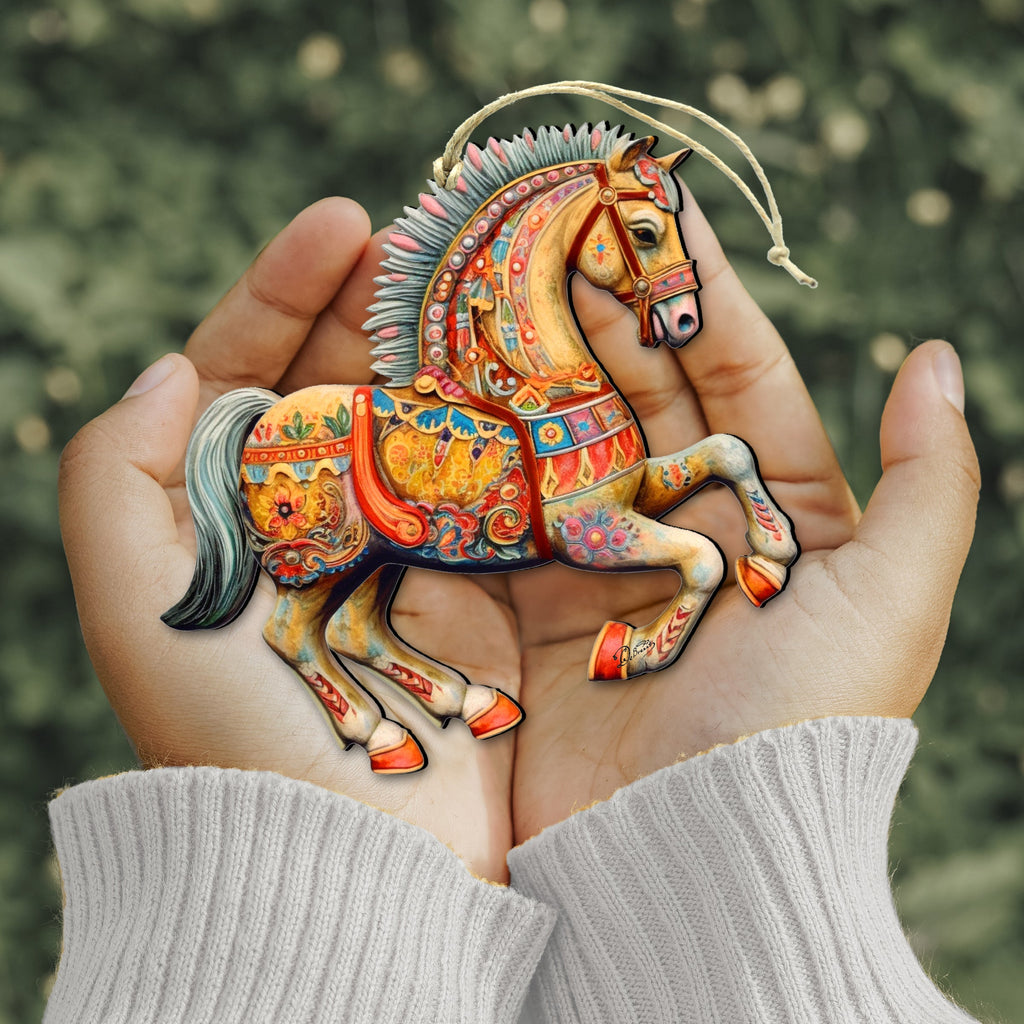 Carousel Horse Wooden Ornaments by G. Debrekht - Christmas Decor - 8100193-3