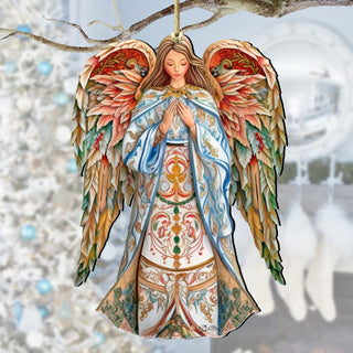Elegant Angel of Hope Wooden Ornaments by G. DeBrekht Nativity Holiday Decor - 8611073
