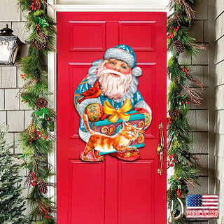 Kitty Santa Christmas Door Decor by G. DeBrekht - Christmas Santa Snowman Decor - 8119175H
