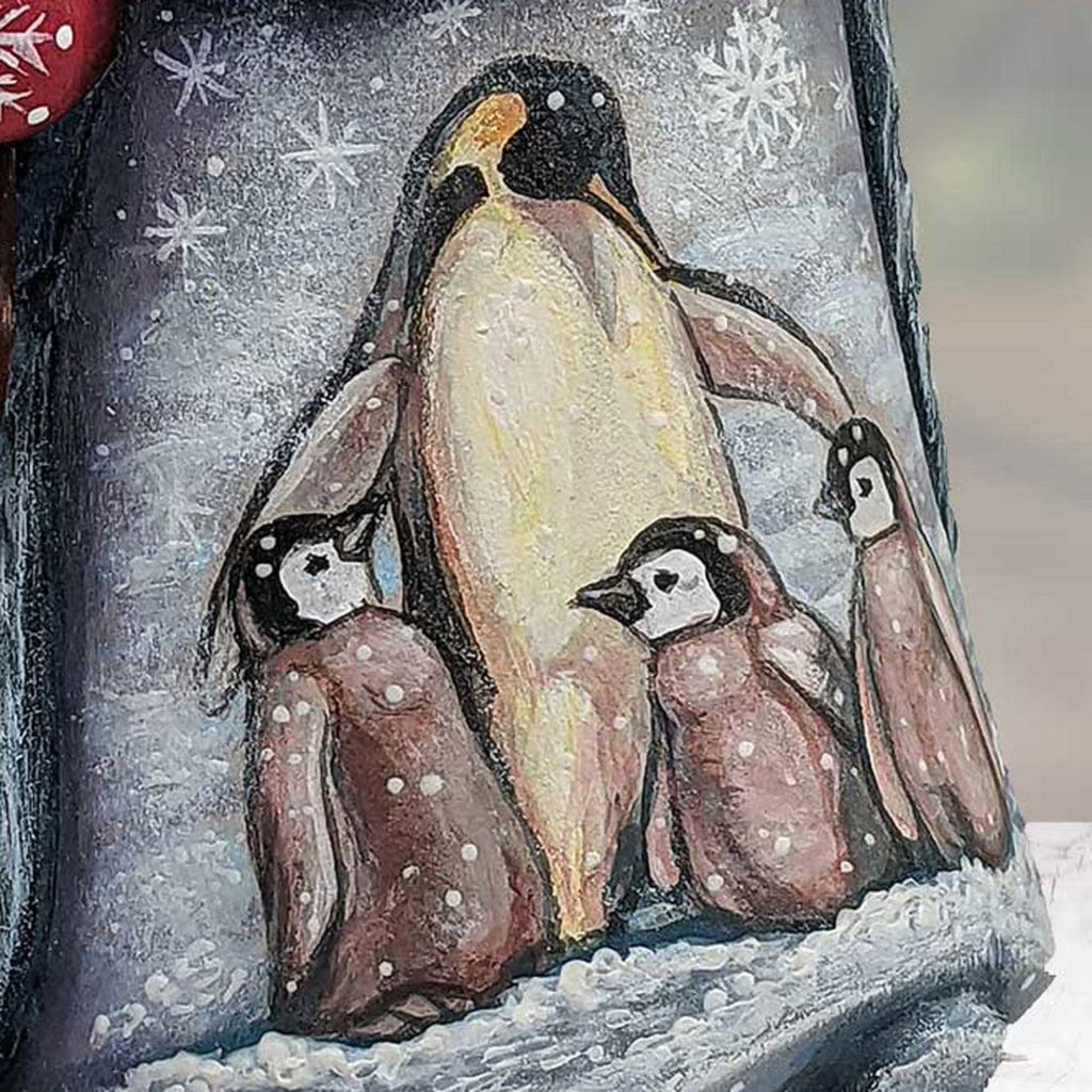 Santa and the Penguins Santa Hand-Painted WOODCARVED Figurine by G. DeBrekht - Wildlife Holiday Decor - 821508-4