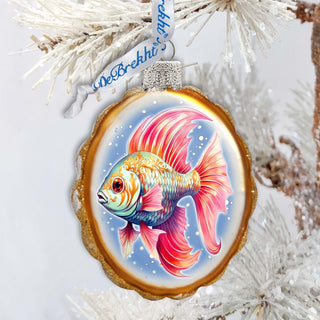 Coastal Decorations - Red Fins Fish Keepsake Glass Ornaments by G. Debrekht - Christmas Decor - 777408