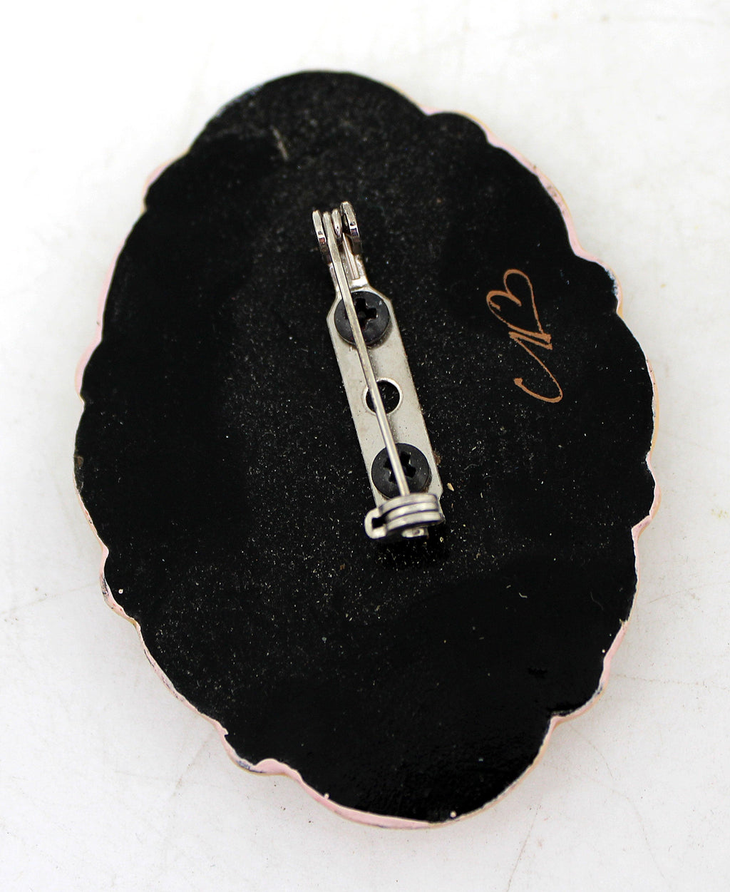 Handpainted Lacquered Miniature Jewelry Brooch Pin by G.DeBrekht Unique Handmade Gift Collectible and Home Decoration