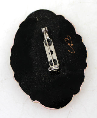 Handpainted Lacquered Miniature Jewelry Brooch Pin by G.DeBrekht Unique Handmade Gift Collectible and Home Decoration