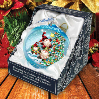 Reaching High Dwarfs Lg Glass Ornament in Blue by Gelsinger - Christmas Decor - 73927B-DG